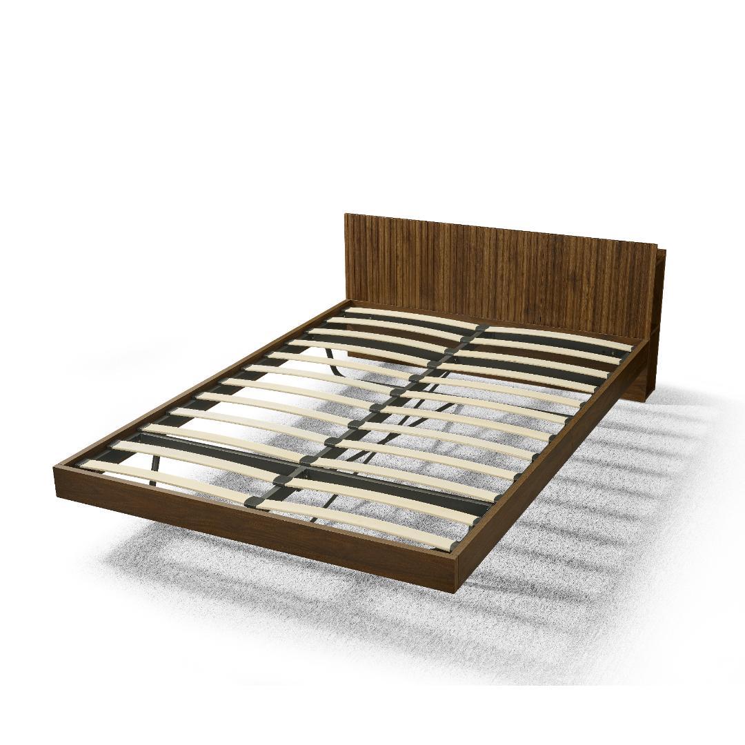 ダブル.べッド ウォールナット色 収納付き Walnut【Dダブル.べッド】