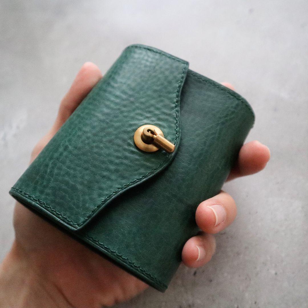 【イタリアンレザー】オコシ金具の三つ折り財布　フルハンドメイド