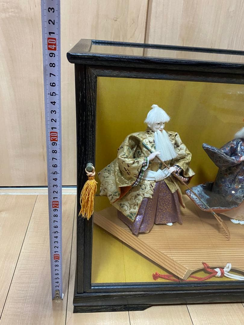 雛人形 翁 媼 ガラスケース入り 伝統工芸 美品 約40cm
