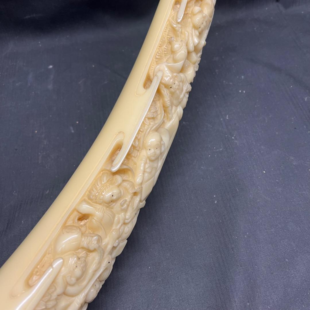 〇※後右1101 練り物 1本物 台座付 置物 七福神 尾崎谷斎 在銘