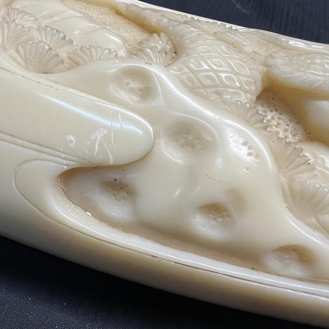 〇※後右1101 練り物 1本物 台座付 置物 七福神 尾崎谷斎 在銘