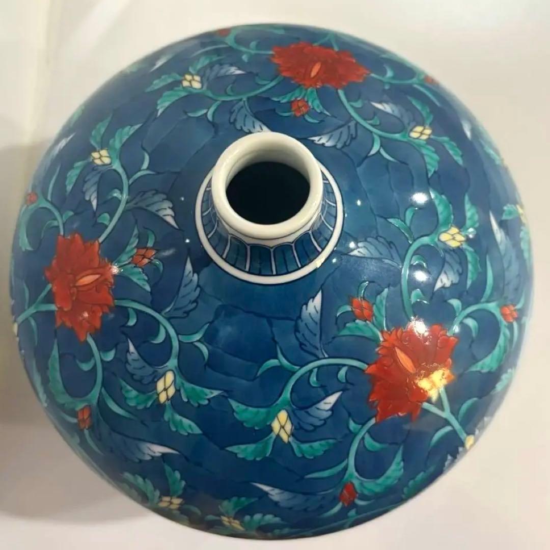 美品　有田焼　視行窯 池田視行作 染錦 花絵　花瓶　花器　伝統工芸　陶芸作家