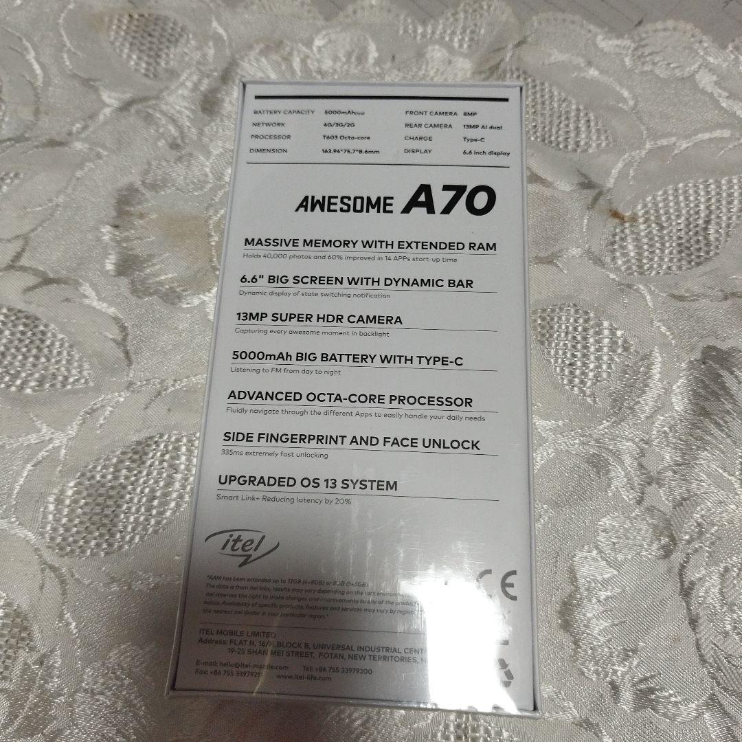 未開封itel a70 8GB RAM 256GB スマートフォン　ブラック