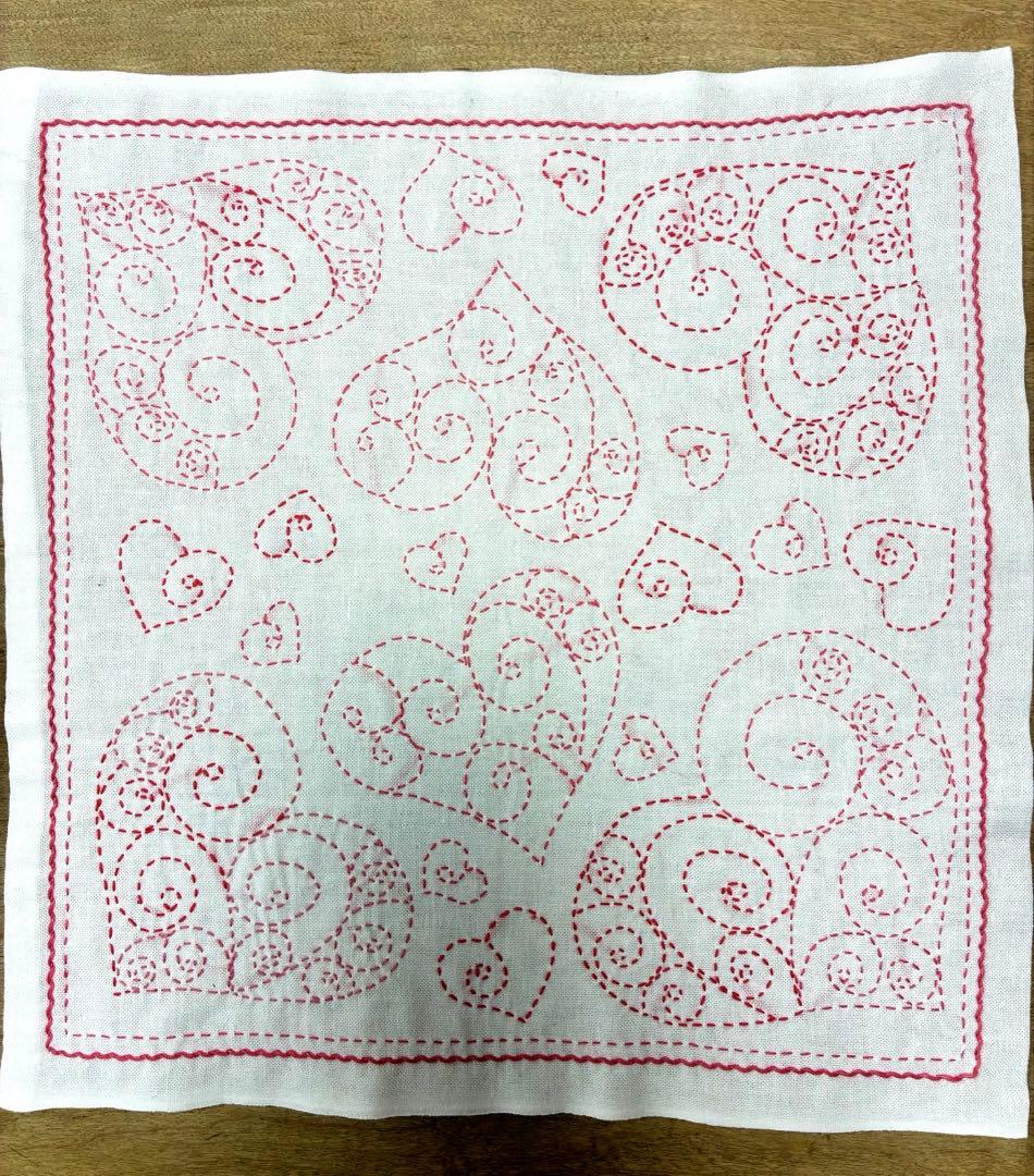 ピンクちゃん　ハート模様の刺し子10枚