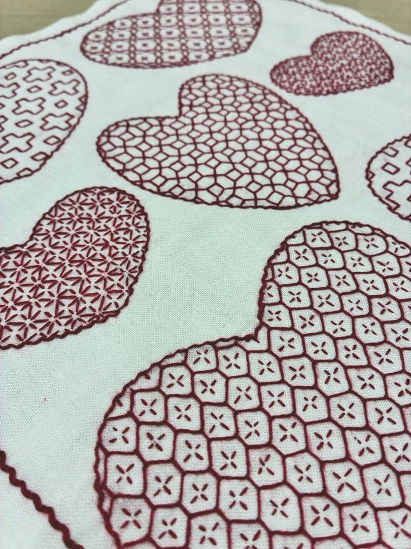 ピンクちゃん　ハート模様の刺し子10枚