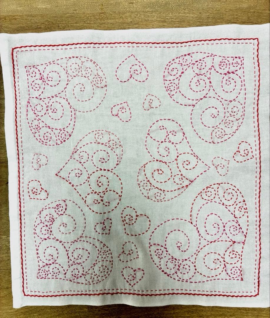 ピンクちゃん　ハート模様の刺し子10枚