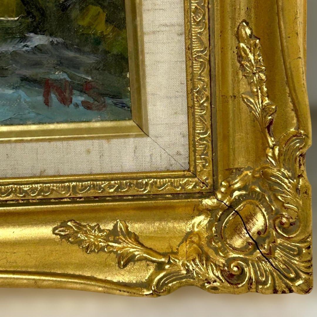 下山宣彦「奥入瀬の春（十和田湖・青森県）」油絵　F6号　購入時の箱付