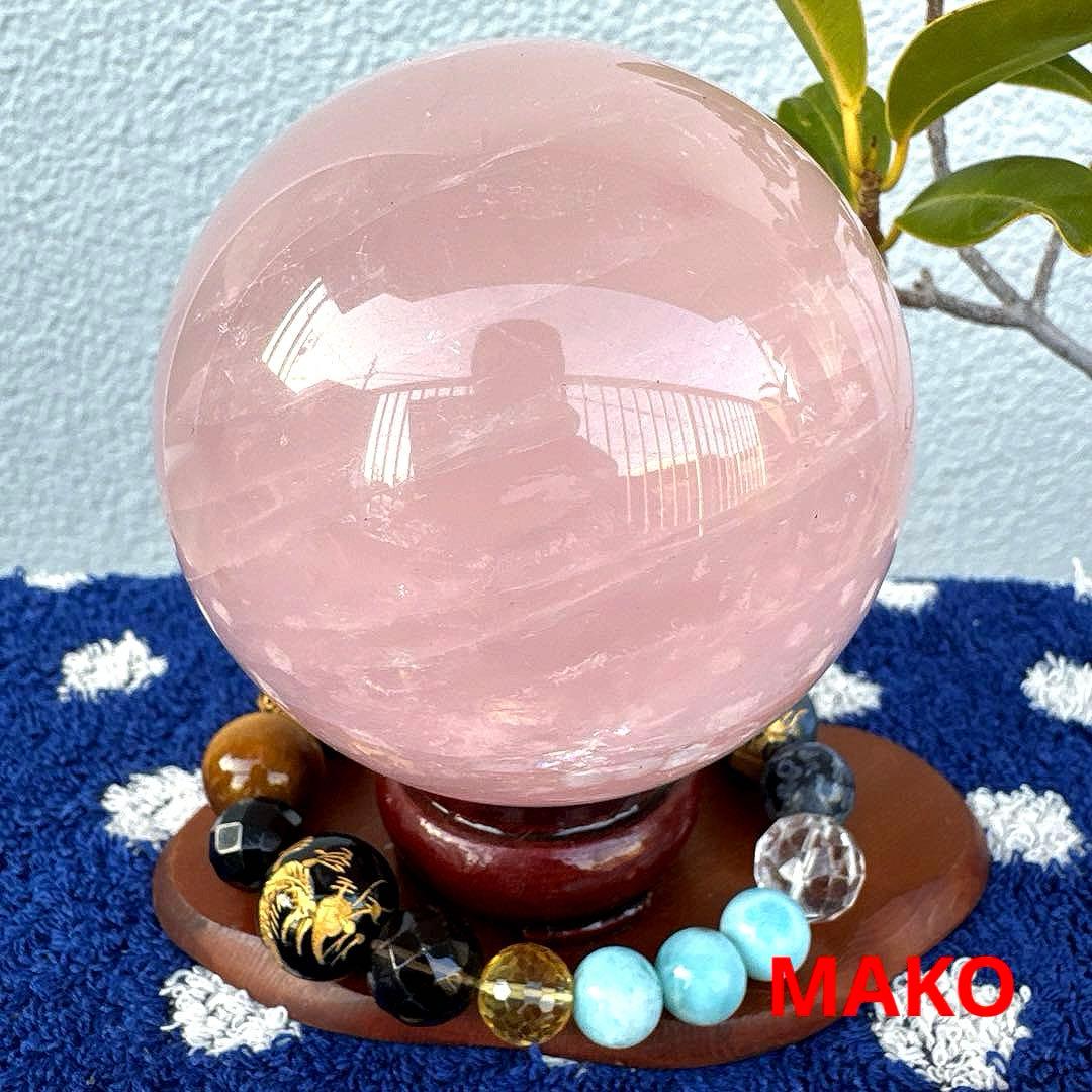 M1924☆スターローズクォーツ丸玉80mm☆天然石　原石☆N50605-A