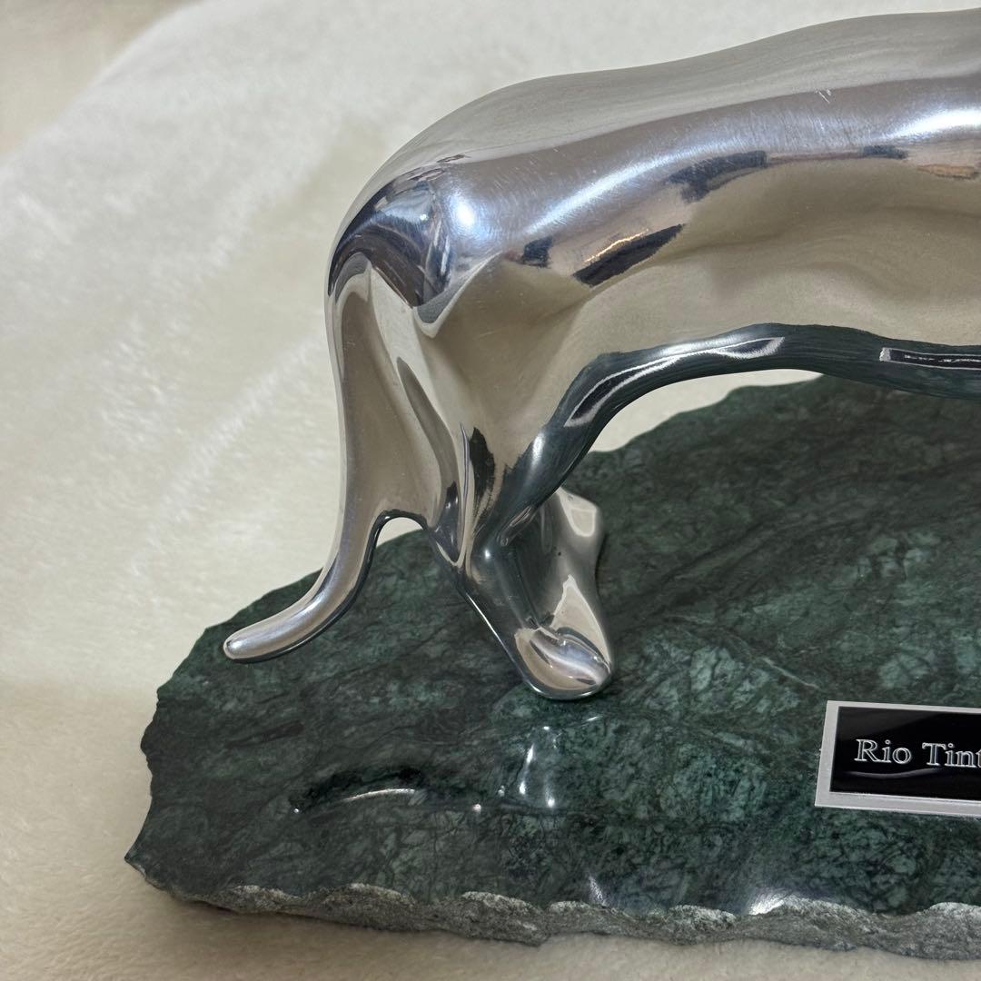 虎 トラ タイガー 置物 オブジェ インテリア 銀 石 ヴィンテージ 特大