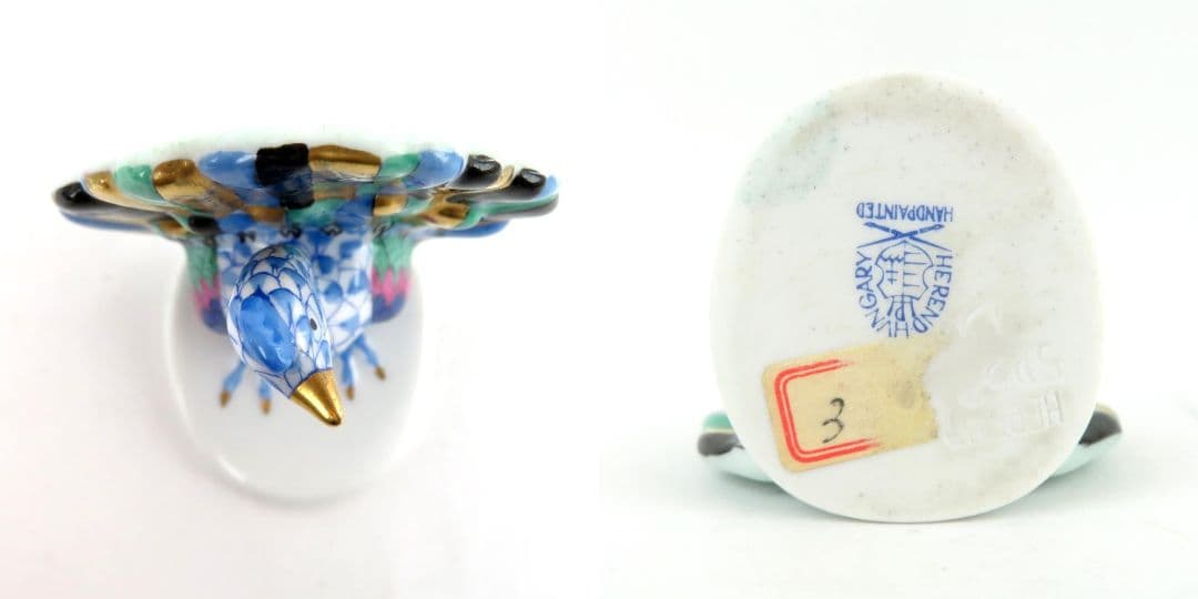 242 HEREND ヘレンド 孔雀 ミニ 高さ5㎝ ピーコック ブルー系