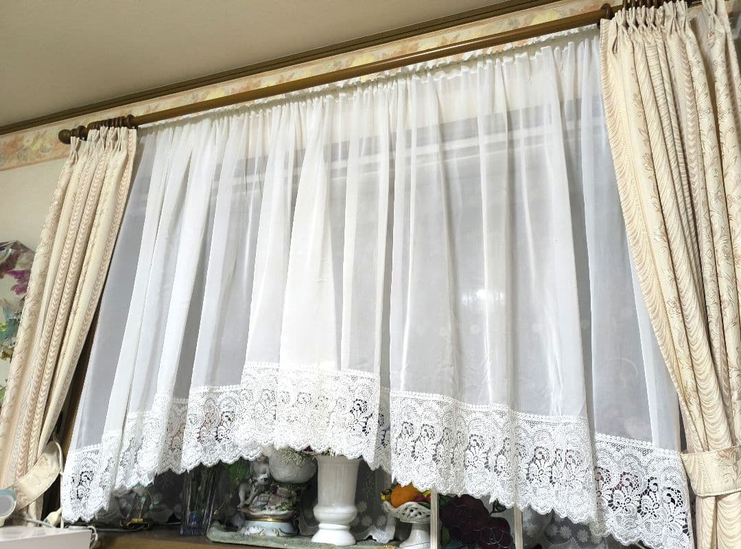 カフェカーテン【Ｓｅｏ様オーダー品　レースアーチカーテン】ハンドメイド