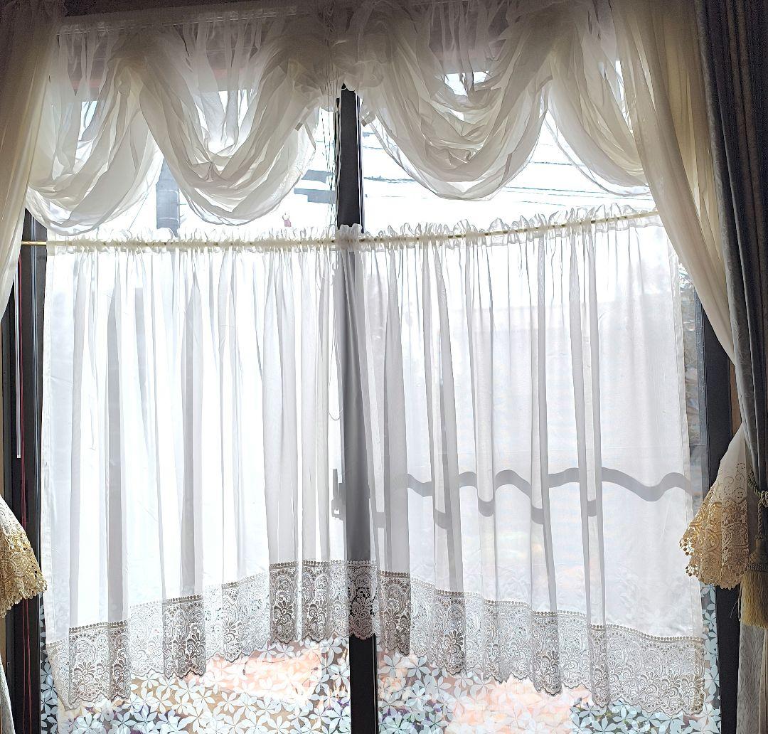 カフェカーテン【Ｓｅｏ様オーダー品　レースアーチカーテン】ハンドメイド