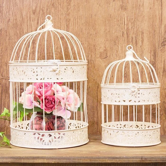 インテリア鳥かご MLセット バードケージ (ラウンド WH) フローリスト 白