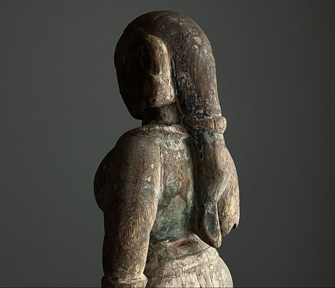 【古い豊穣祈願像 約50㎝ 木彫 祖霊信仰 女神像 19世紀頃】民間信仰仏像歴史