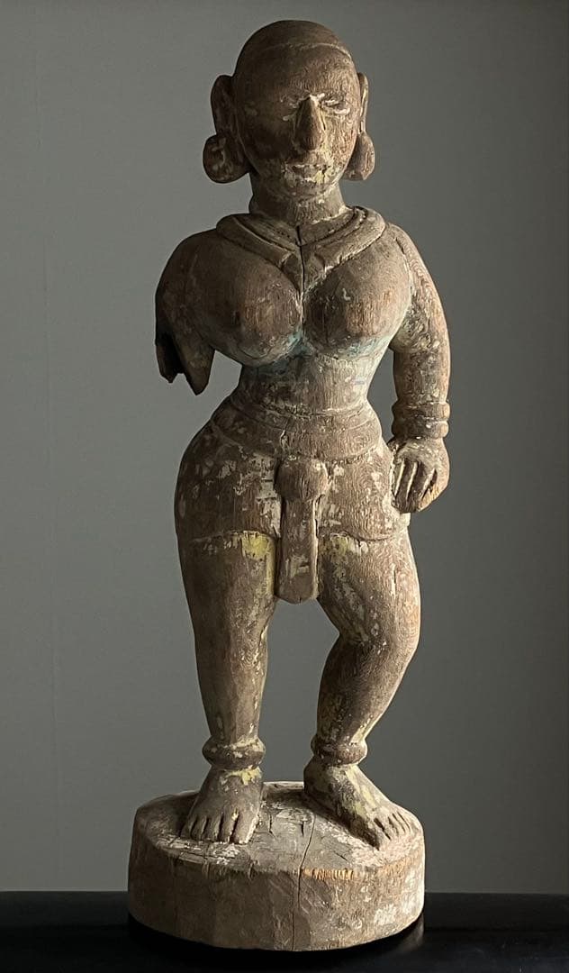 【古い豊穣祈願像 約50㎝ 木彫 祖霊信仰 女神像 19世紀頃】民間信仰仏像歴史