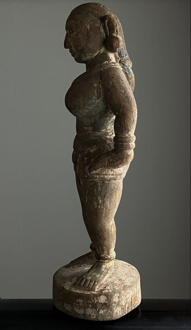 【古い豊穣祈願像 約50㎝ 木彫 祖霊信仰 女神像 19世紀頃】民間信仰仏像歴史