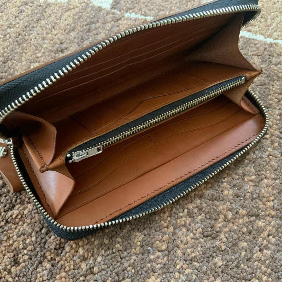 未使用 ラウンドジップウォレット ハンドメイド イタリアンレザー maine