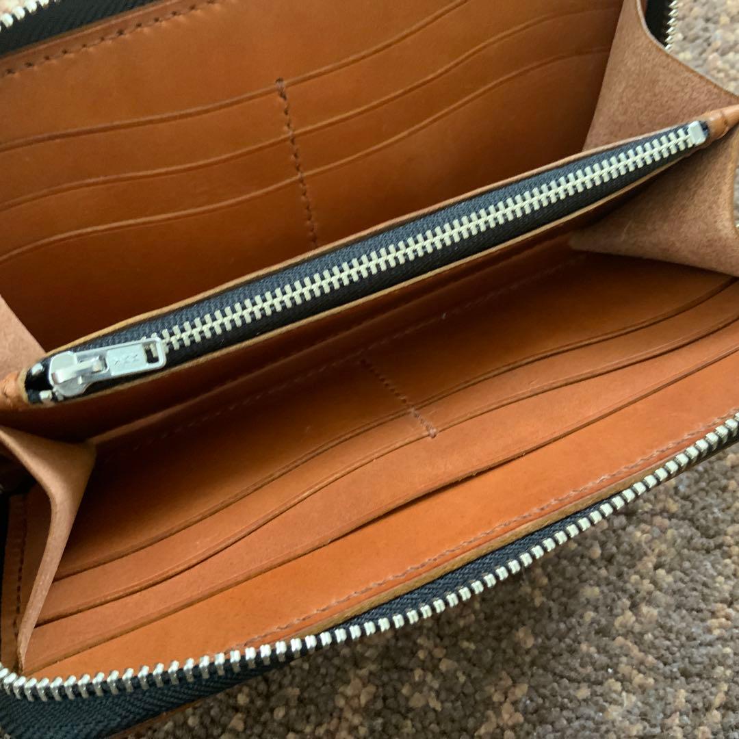 未使用 ラウンドジップウォレット ハンドメイド イタリアンレザー maine