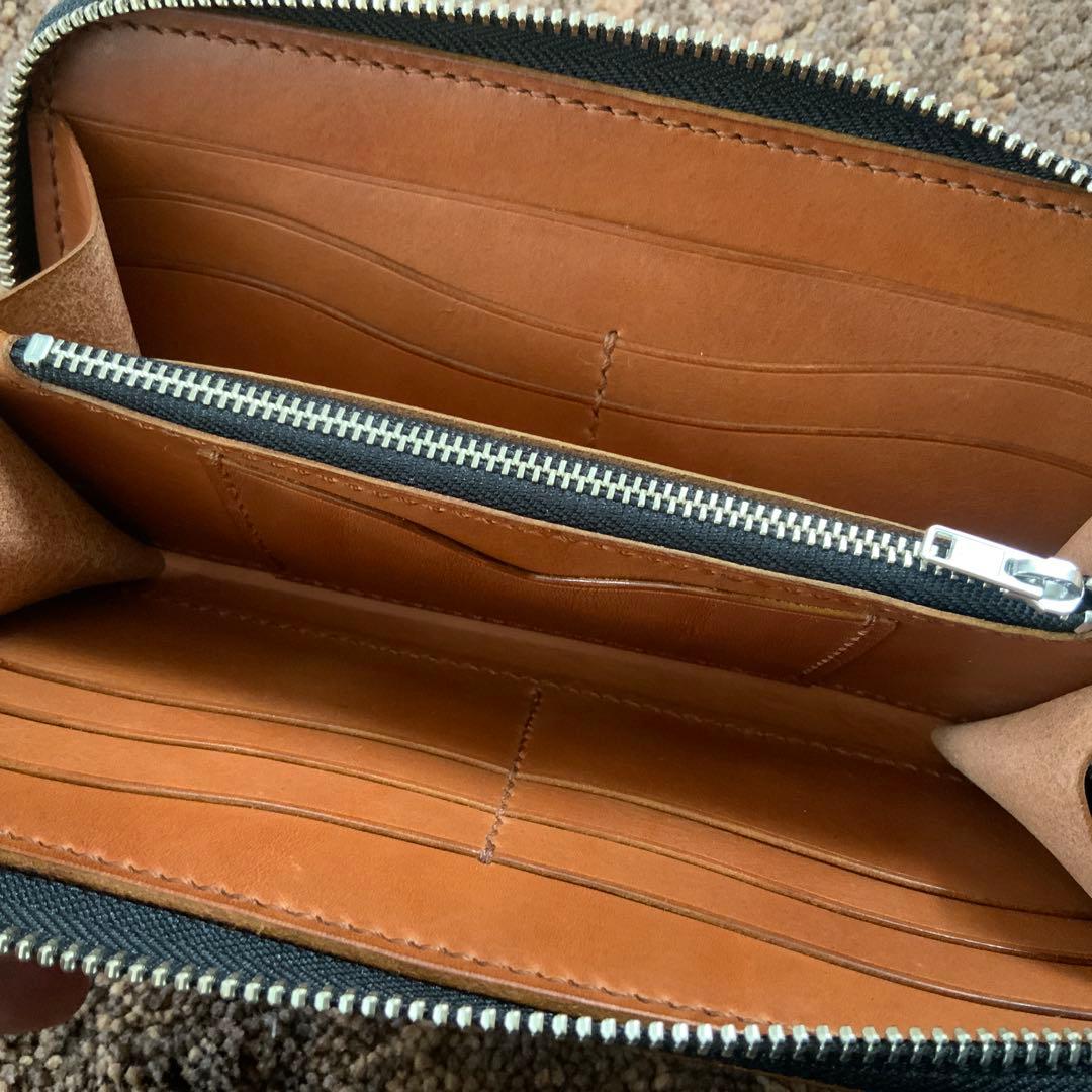 未使用 ラウンドジップウォレット ハンドメイド イタリアンレザー maine