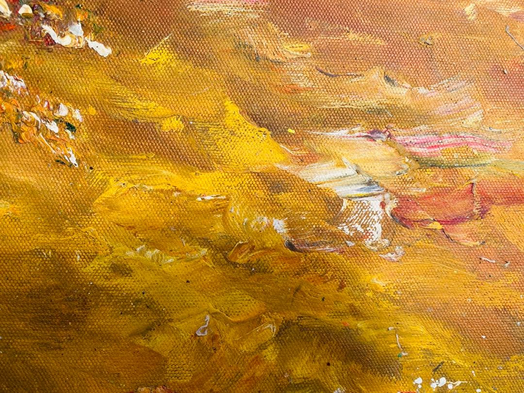 油絵 人々と傘のシーン 大きめフレーム