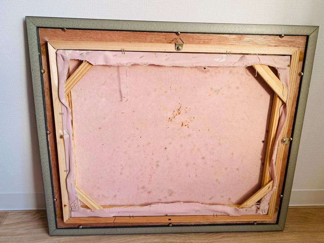 油絵 人々と傘のシーン 大きめフレーム