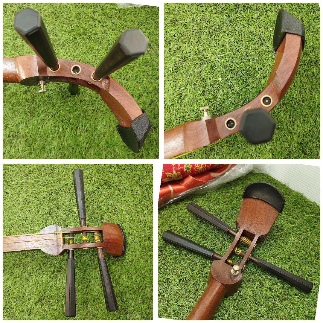 三味線本体 和柄装飾 和楽器 破れあり