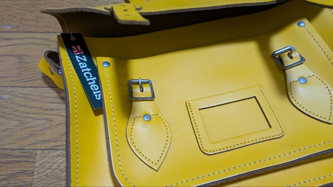Zatchels イエロー レザー メッセンジャーバッグ