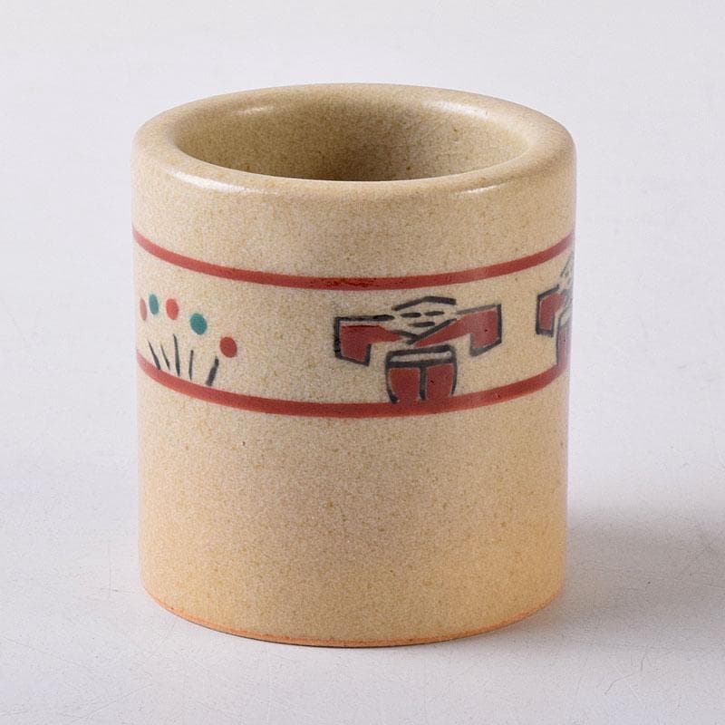 茶道具　赤膚焼　赤膚山元窯　七代　古瀬堯三昨　奈良絵　蓋置　共布共箱　V8206