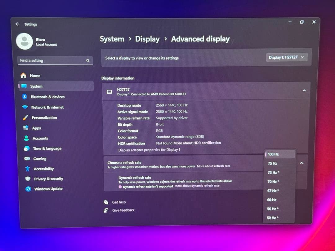 KTC H27T27、27インチIPS 2560×1440(WQHD)100Hz