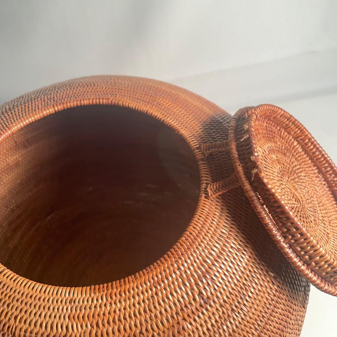 アタ　特大　ボールケース　籠　かご　小物入れ　バリ島