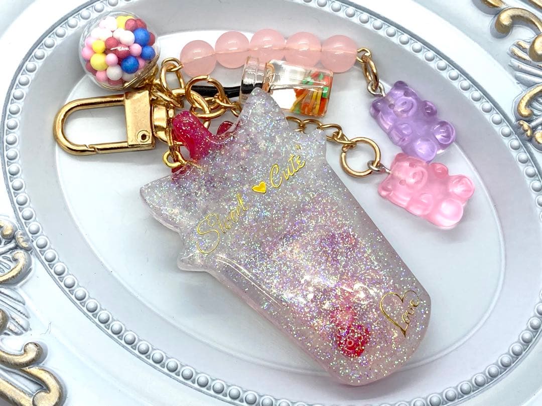 猫　ドリンクキーホルダー　シェイカーキーホルダー