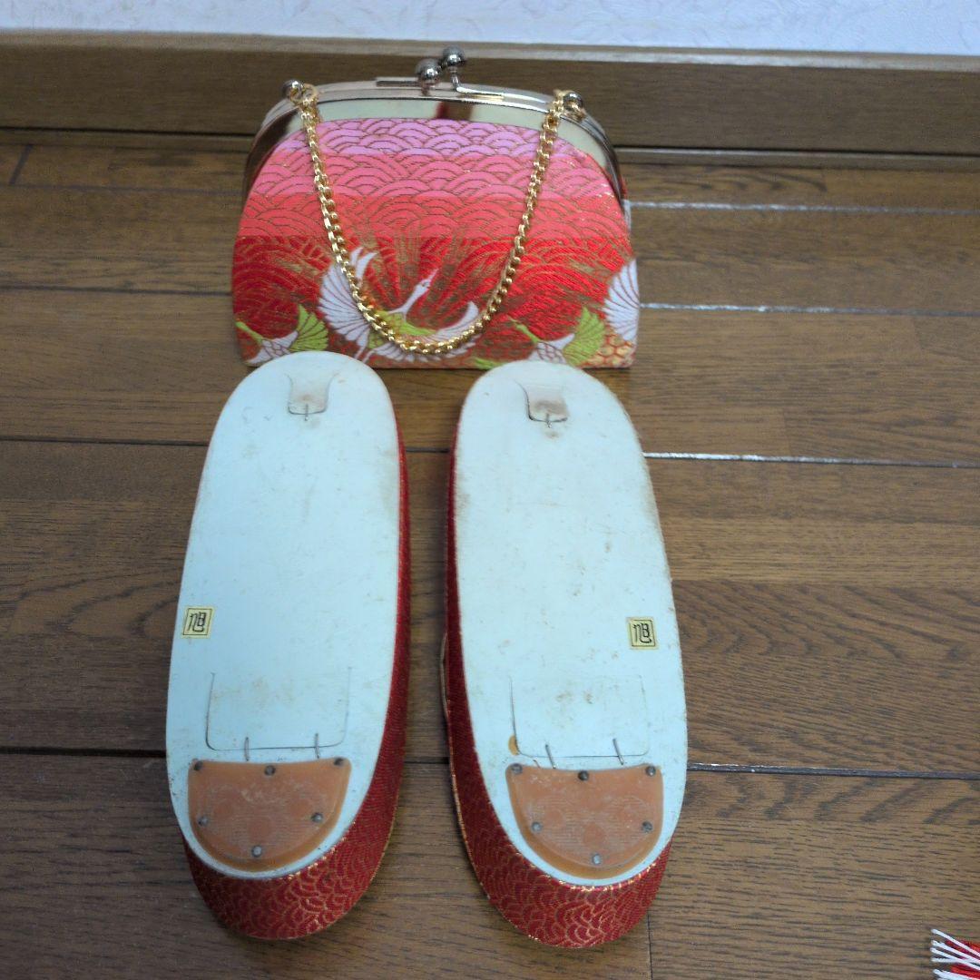 古典柄　七五三着物セット　7歳　女の子　化繊　袋帯、長襦袢　小物