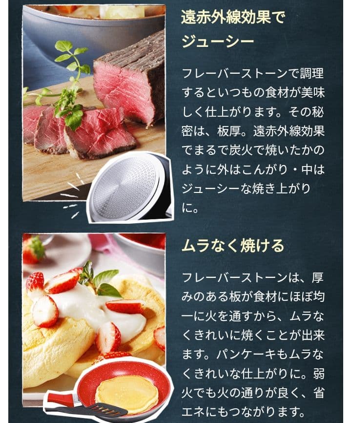 【未使用】フレーバーストーン フライパン2個セット 蓋&レシピ本&ハンドル付き