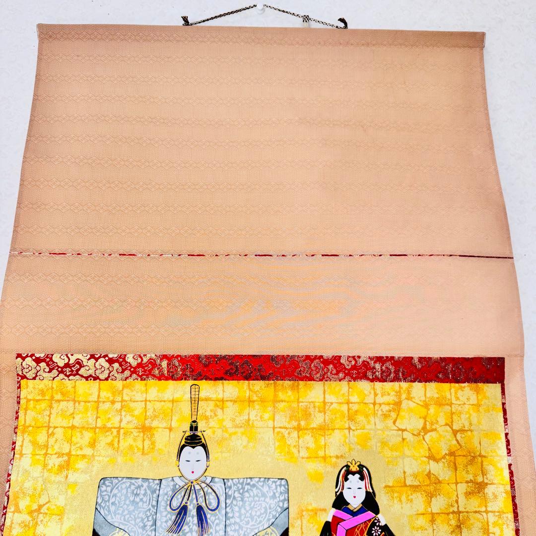 極美品　ひな祭り 雛人形 掛け軸 高級 黄金色 縁起物 風水 運気上昇 桃の節句