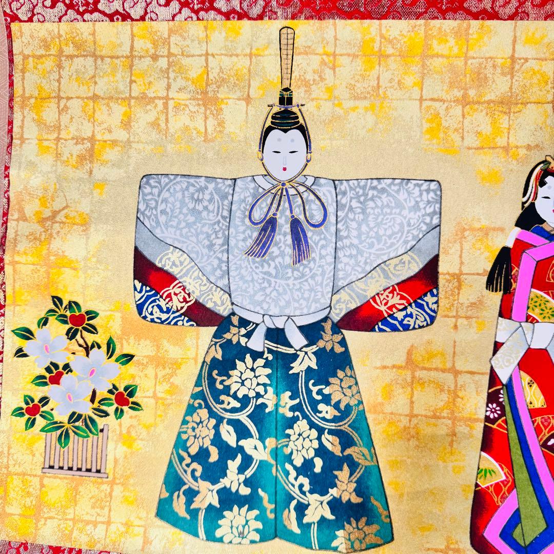 極美品　ひな祭り 雛人形 掛け軸 高級 黄金色 縁起物 風水 運気上昇 桃の節句