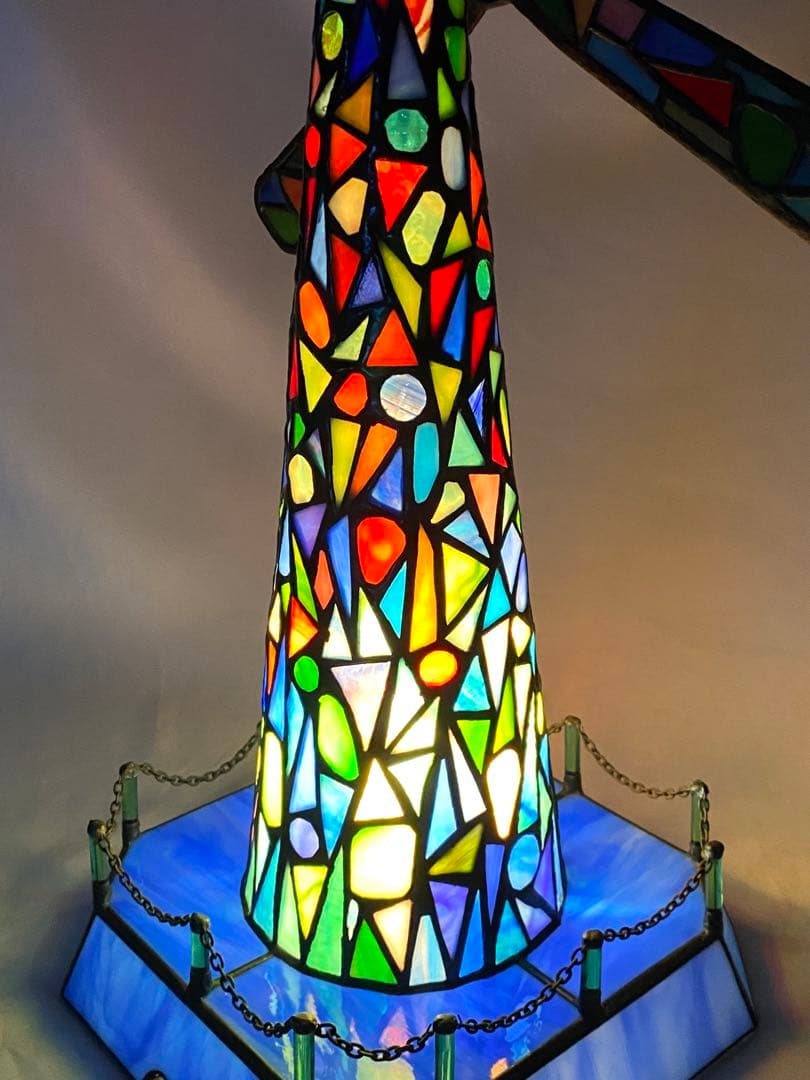 1415❣️ ステンドグラス　ライト　風車の塔　オブジェ