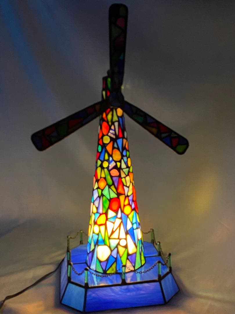 1415❣️ ステンドグラス　ライト　風車の塔　オブジェ