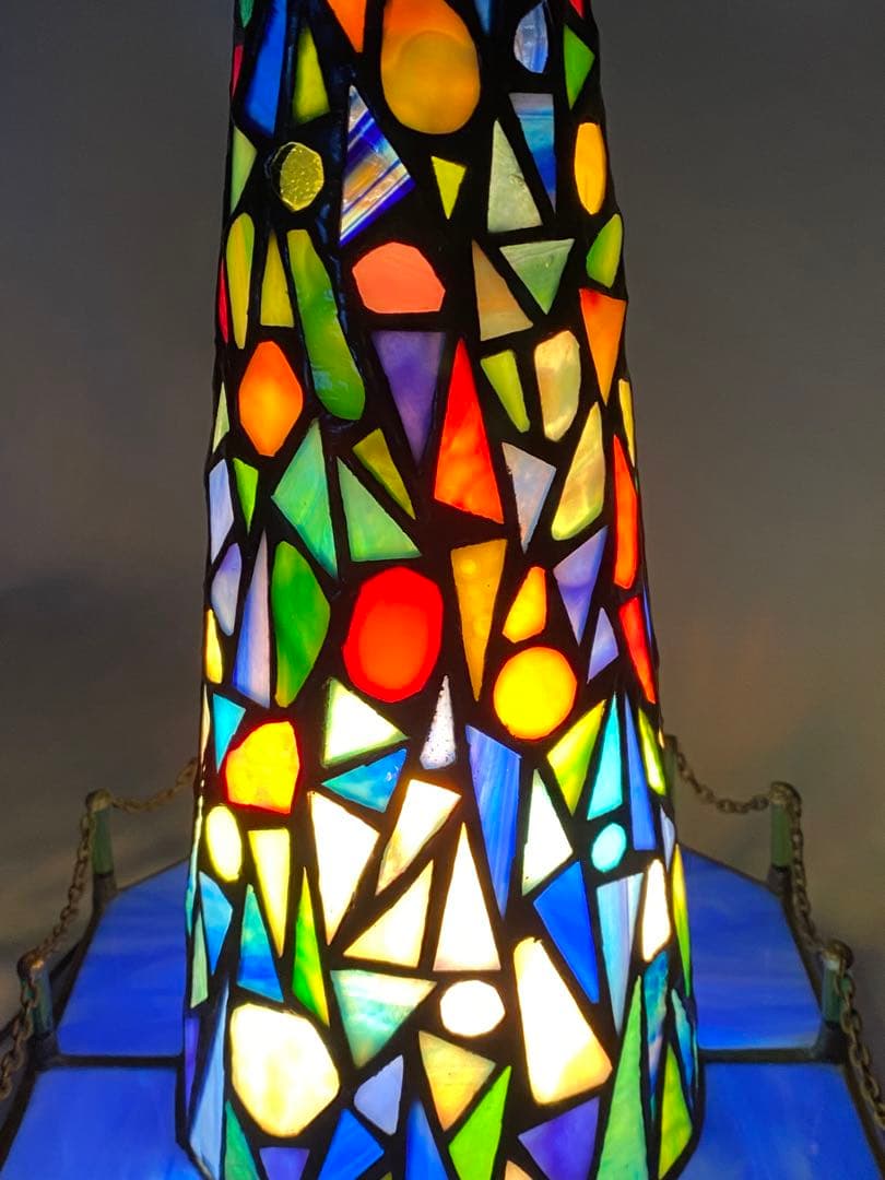 1415❣️ ステンドグラス　ライト　風車の塔　オブジェ