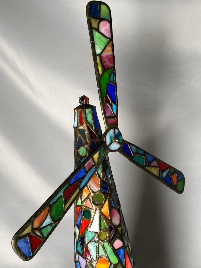 1415❣️ ステンドグラス　ライト　風車の塔　オブジェ