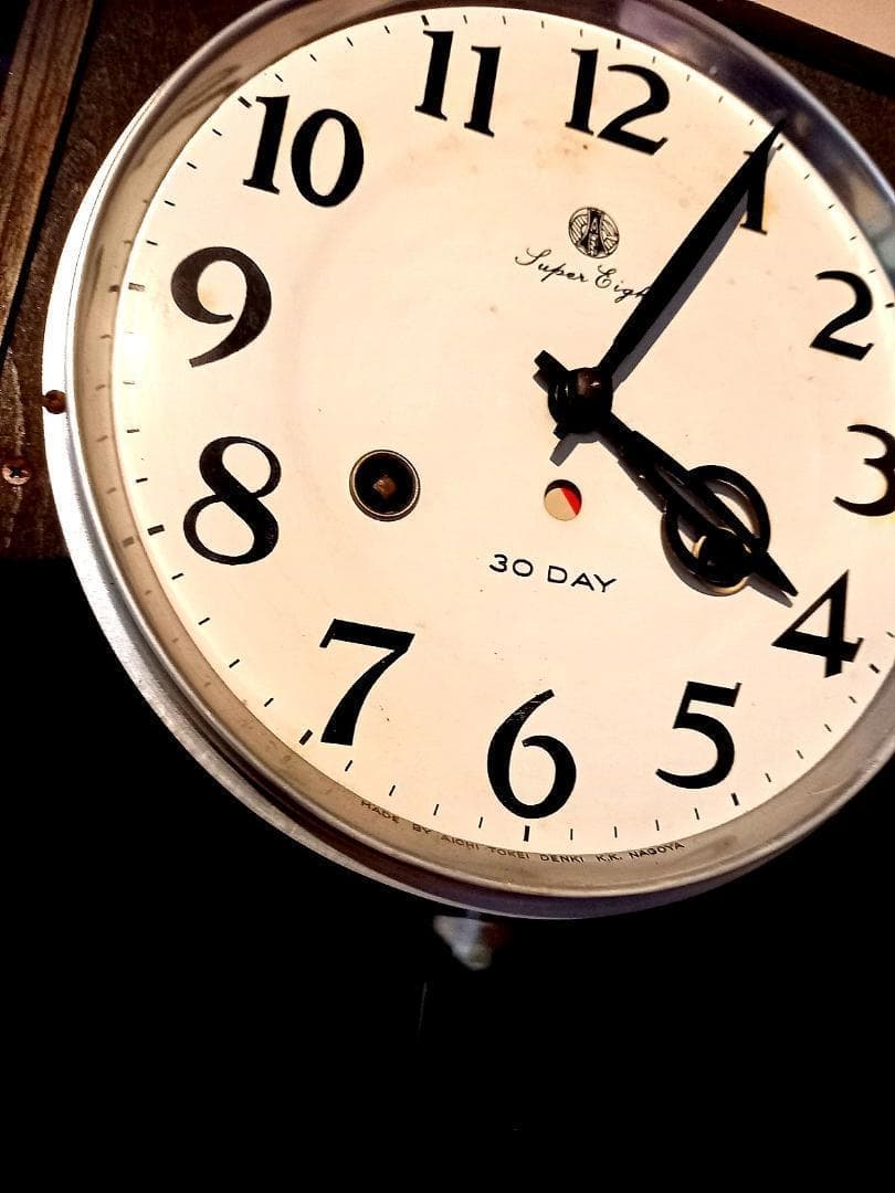 愛知時計 Super Eight■壁掛時計■動作確認済■振子付■鍵付■ 動作品