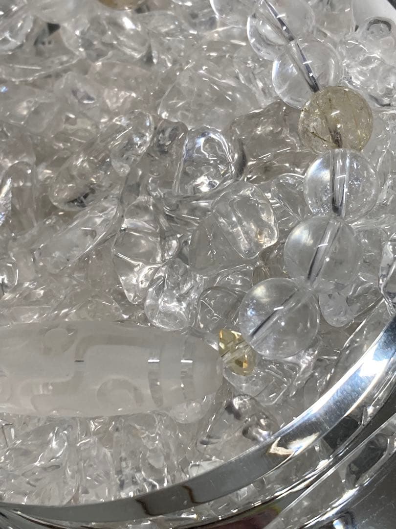 天然石　天珠　九眼天珠　水晶　ルチルクォーツ　ブレスレット