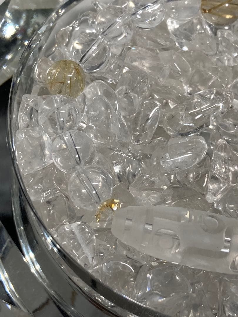 天然石　天珠　九眼天珠　水晶　ルチルクォーツ　ブレスレット