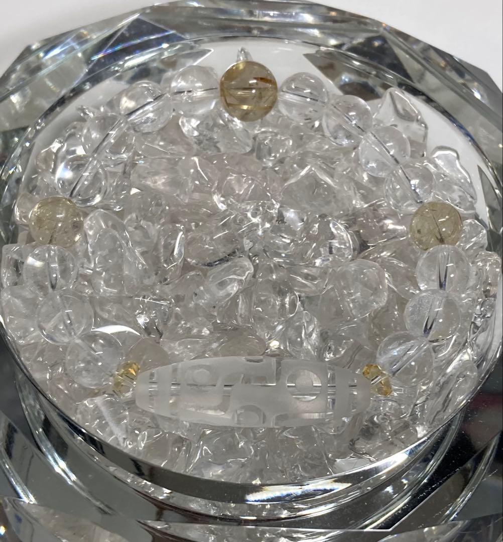 天然石　天珠　九眼天珠　水晶　ルチルクォーツ　ブレスレット