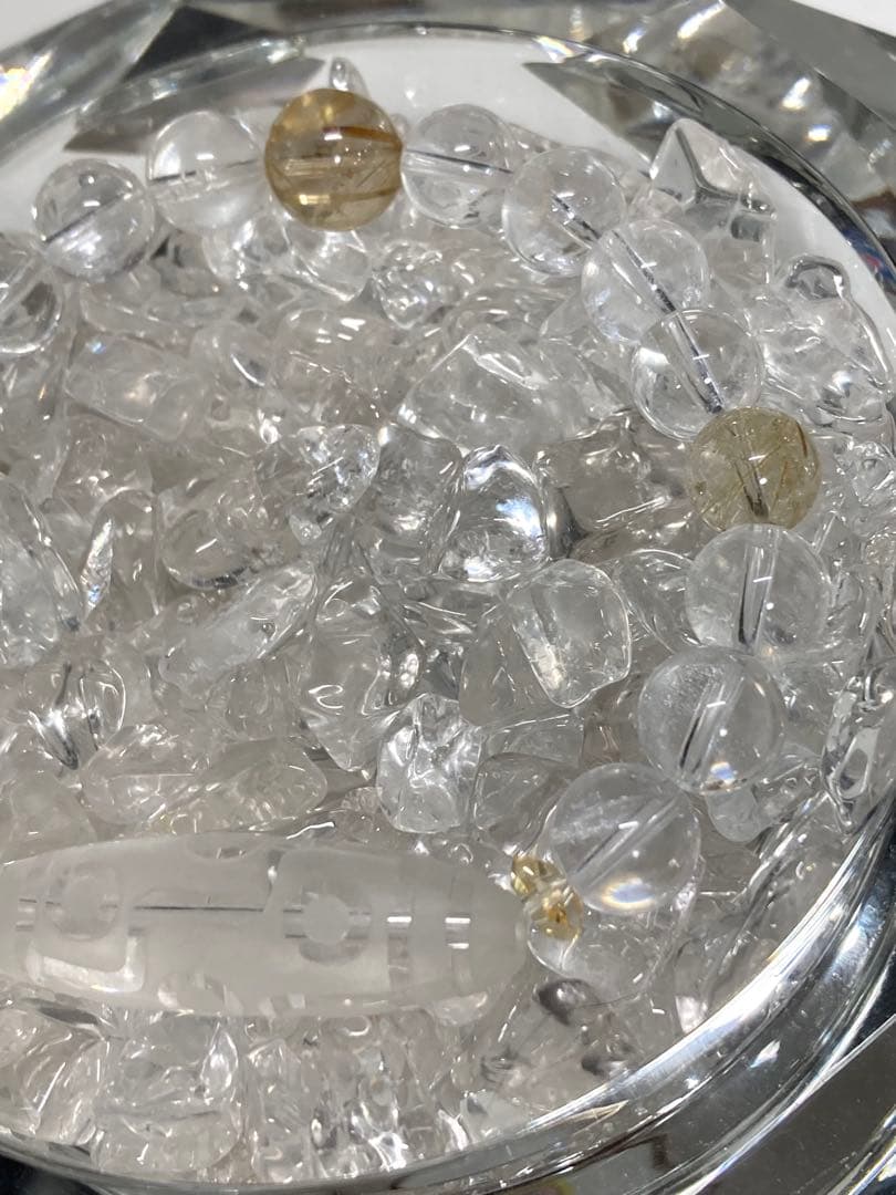 天然石　天珠　九眼天珠　水晶　ルチルクォーツ　ブレスレット