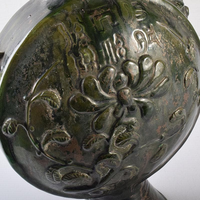 beach　刻花文　扁壷　花瓶　高さ約34cm　時代箱　V　R8628H