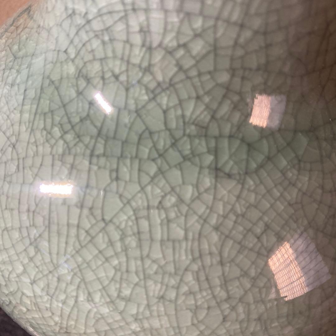 中国　古玩　青磁花瓶　【桐箱付】36cm18cm