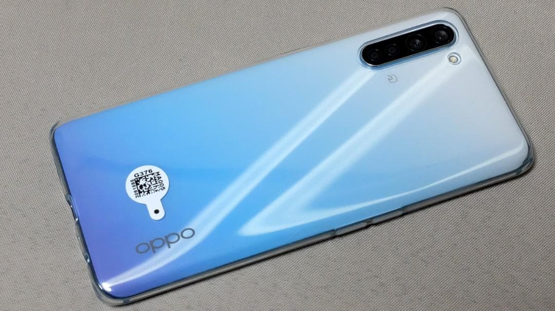 SIMフリー OPPO Reno3A グラデーションB 透明ケース付 中古超美品