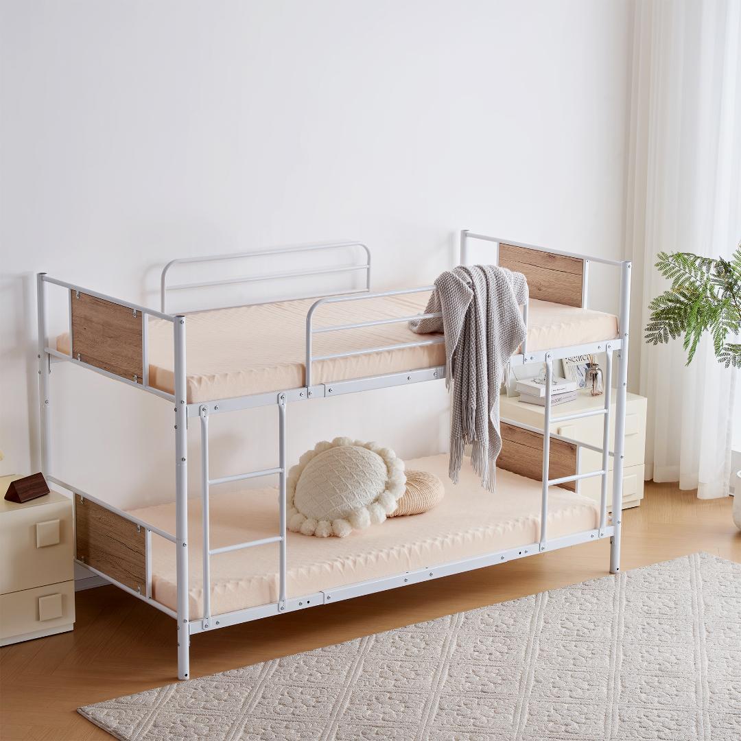 大人気！【ホワイト】三段ベッド パイプベッド　分離可能 スチールベッド耐震