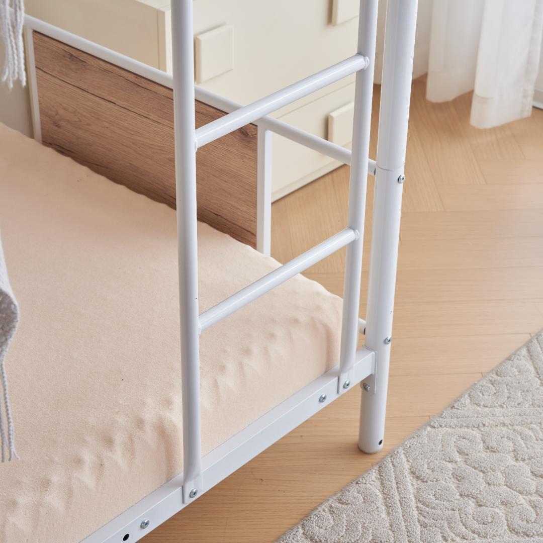 大人気！【ホワイト】三段ベッド パイプベッド　分離可能 スチールベッド耐震