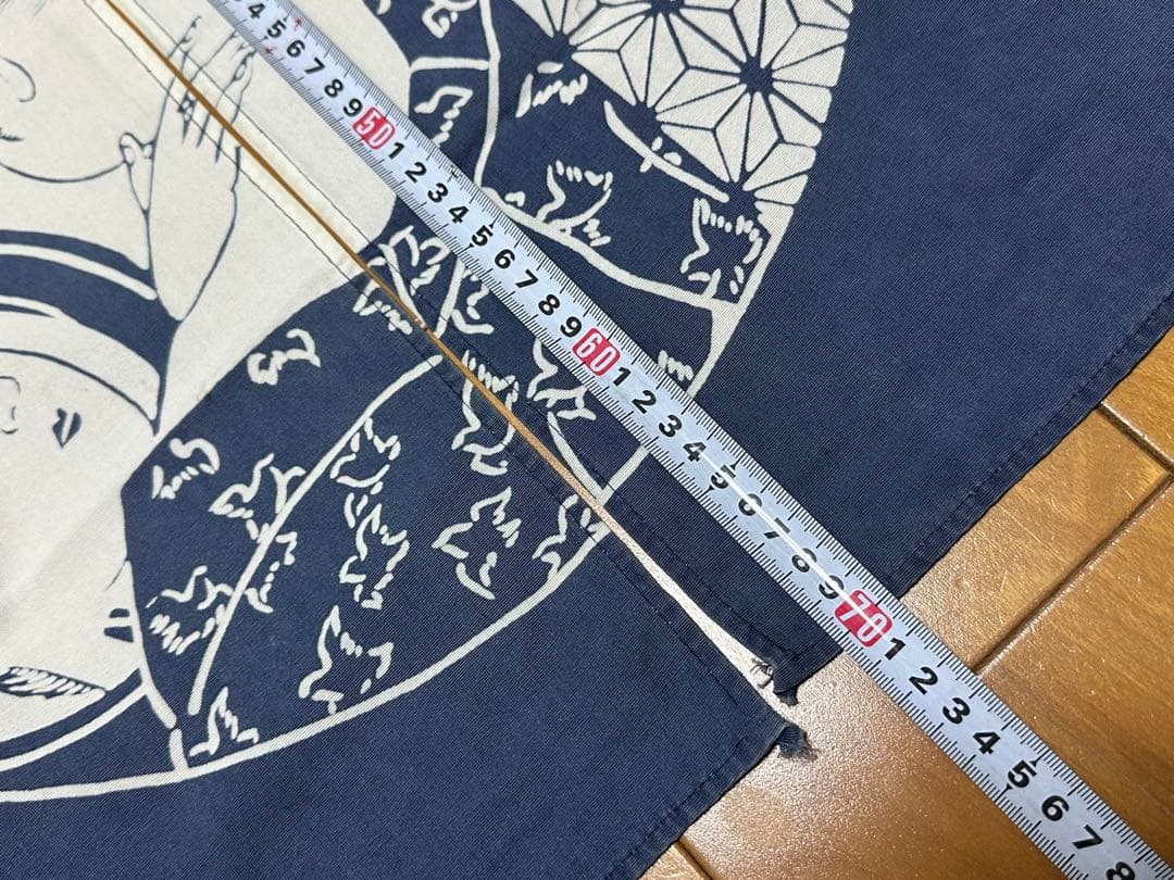 昭和レトロ 年代物 哥麿 のれん 70cm×90cm ネイビー 濃紺 歌麿